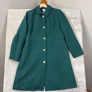 J.Crew Womens Green Wool Blend Button Front Coat AT107 Size 16 NWT
